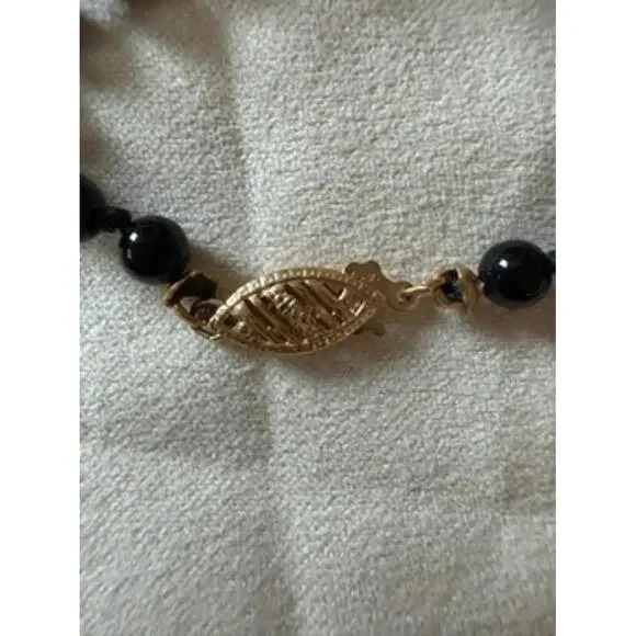 Vintage Black Onyx & 14k Gold Beaded Necklace - Picture 4 of 6